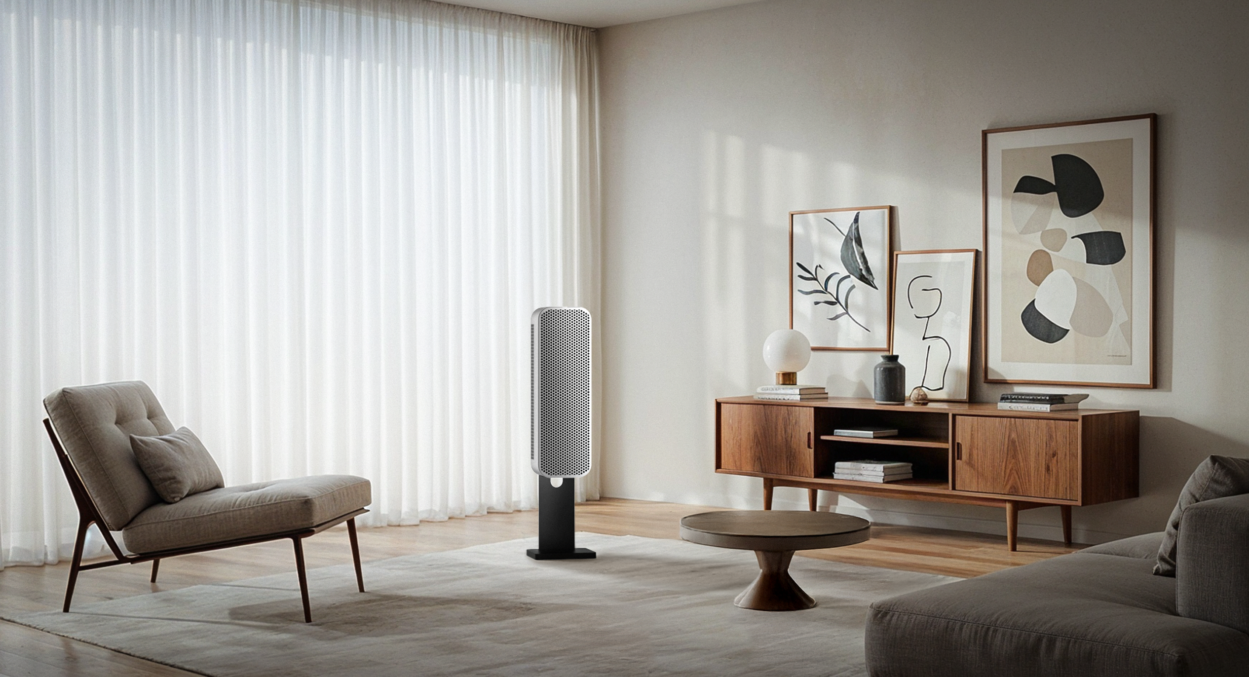 Air purifier and IAQ monitoring sensor installed indoors in the UAE